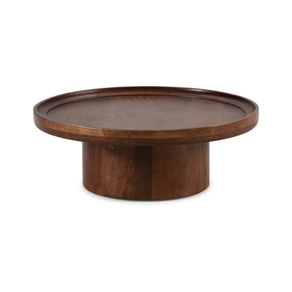Tamsiai rudos spalvos iš mango masyvo apvalios formos kavos staliukas 80x80 cm Giselle – MOME