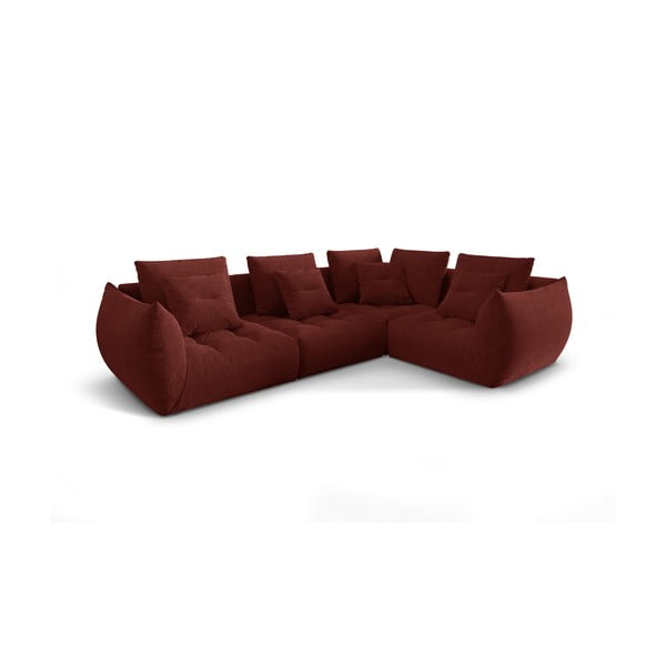 Kampinė sofa raudonos spalvos (su dešiniuoju kampu/„L“ formos) Bloom – Micadoni Home-image-2