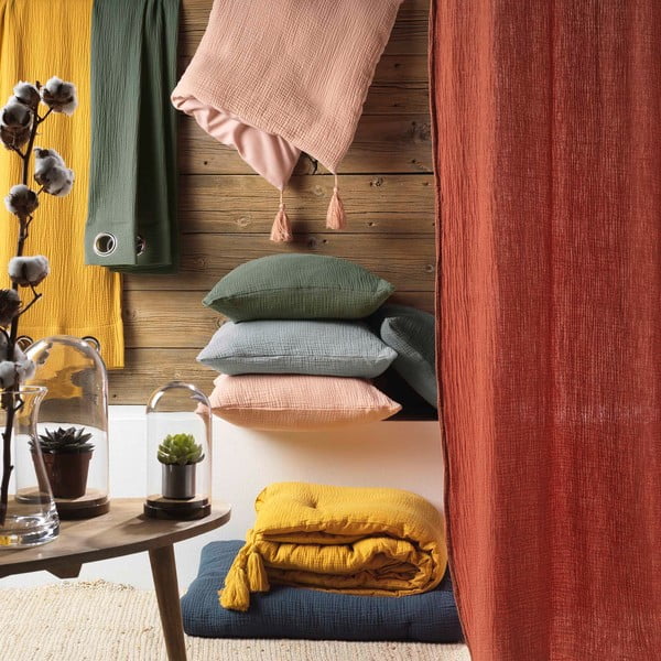 Iš muslino dvigulė/itin ilga patalynė khaki spalvos 240x260 cm Angelia – douceur d'intérieur-image-3