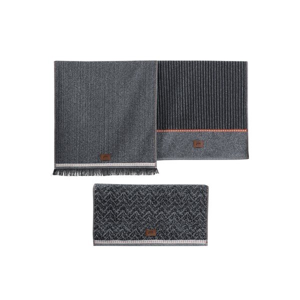Antracito spalvos rankšluosčiai 3 vnt. 50x90 cm Denim – Foutastic