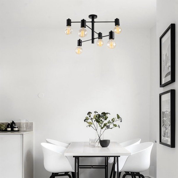 Juodas lubinis šviestuvas su 6 lemputėms Opviq lights Hexa-image-4