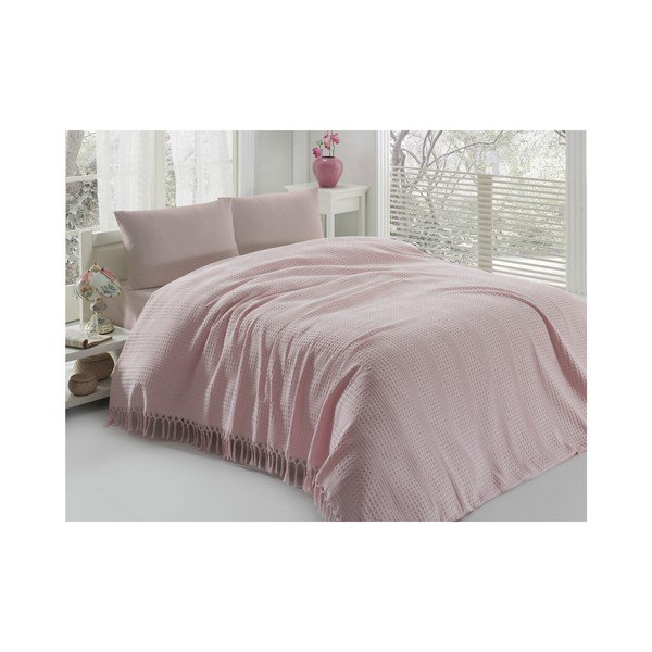 Lengvas medvilninis dvivietis lovos užtiesalas Pique Powder, 220 x 240 cm-image-1