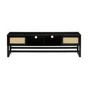 Juodos pušies medienos TV staliukas su rotango durelėmis Støraa Jolene