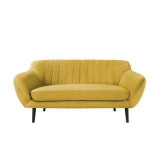 Geltonos spalvos aksominė sofa Mazzini Sofas Toscane, 158 cm