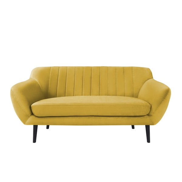 Geltonos spalvos aksominė sofa Mazzini Sofas Toscane, 158 cm