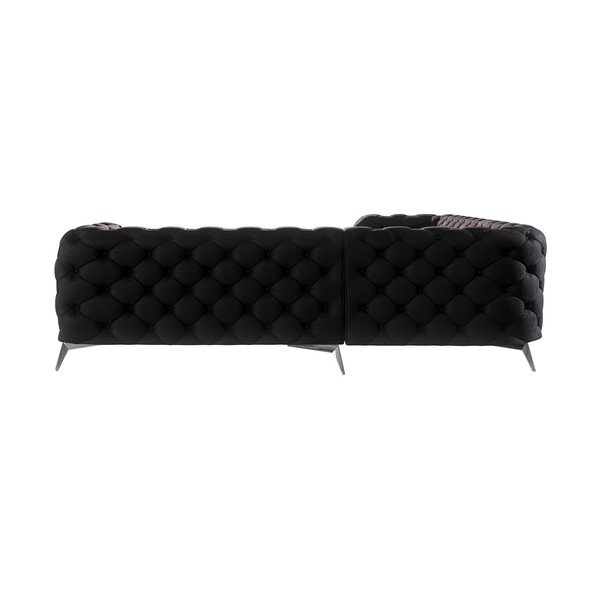 Juodos spalvos iš velveto kampinė sofa Chelsea – Ropez-image-2
