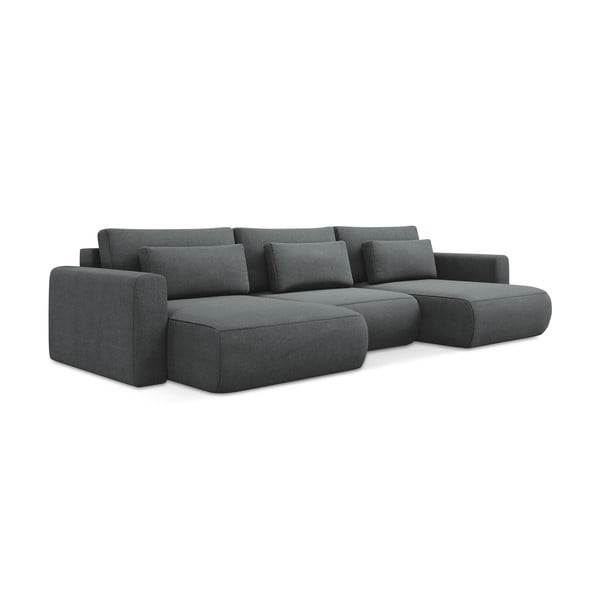 Tamsiai pilkos spalvos sulankstoma/su sandėliavimo vieta kampinė sofa („U“ formos) Kapua – Makamii-image-3