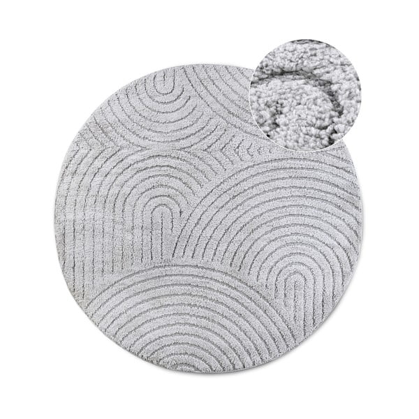 Apvalios formos kilimas šviesiai pilkos spalvos ø 160 cm Panglao New York Light Grey – Elle Decoration
