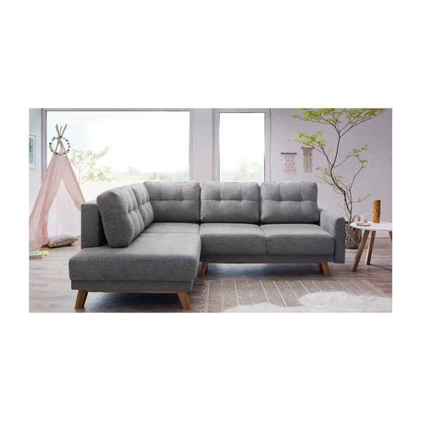 "Bobochic Paris Balio" pilka sofa-lova, kairysis kampas, 244 cm-image-2