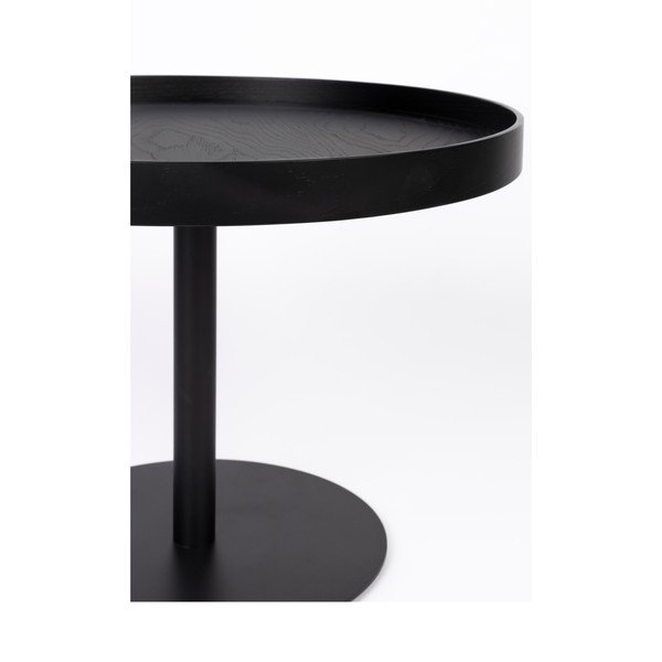 Juodos spalvos apvalios formos kavos staliukas su ąžuolo dekoro stalviršiu ø 56 cm Yuri M – White Label-image-2