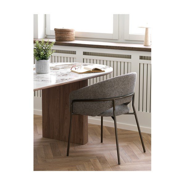 Pilkos spalvos iš plieno valgomojo kėdė su porankiais Costa – House Nordic-image-2