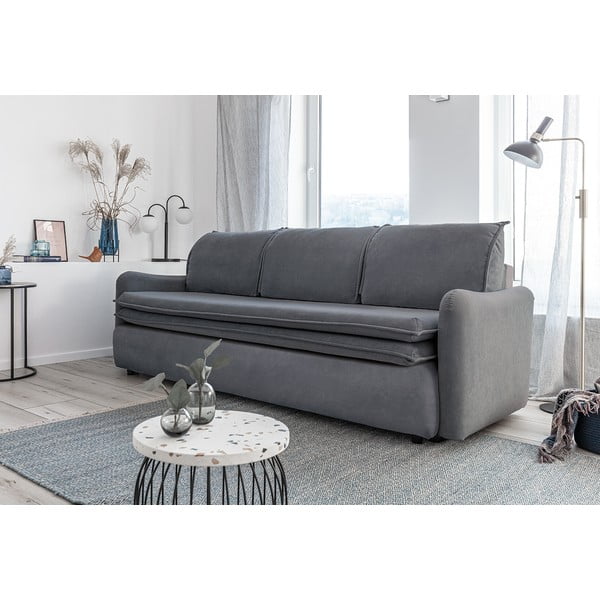 Pilkos spalvos aksominė sofa-lova Miuform Tender Eddie-image-4
