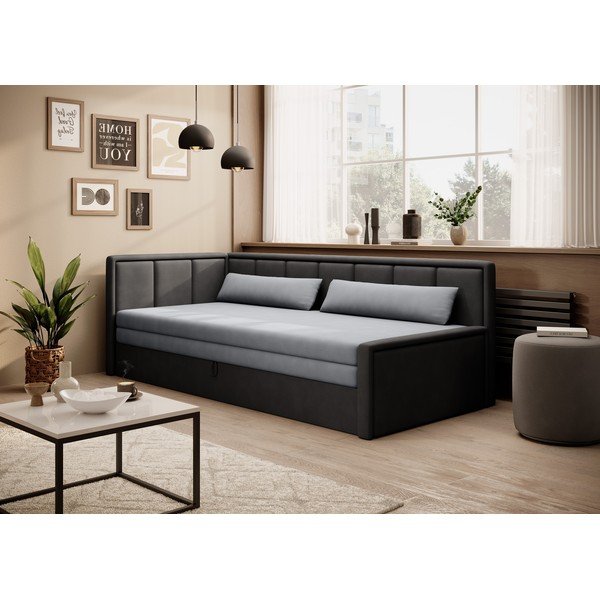 Tamsiai pilkos spalvos iš šenilinio audinio sulankstoma/su sandėliavimo vieta sofa 214 cm Fulgeo – ELTAP-image-2