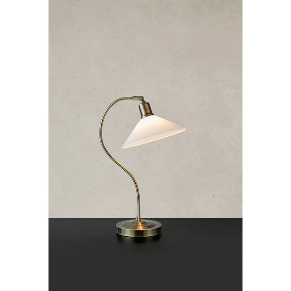 Baltos spalvos/žalvario spalvos stalinis šviestuvas (aukštis 49 cm) su stiklo gaubtu Vela – Markslöjd-image-2