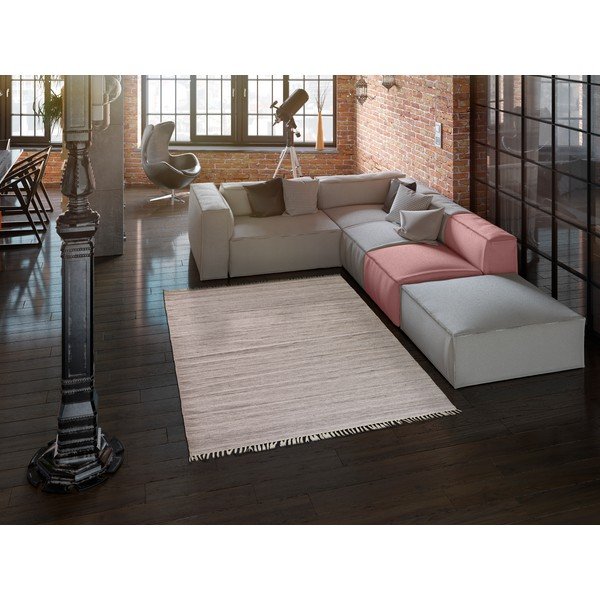 Smėlio spalvos lauko kilimas iš perdirbto plastiko Universal Liso, 160 x 230 cm-image-1