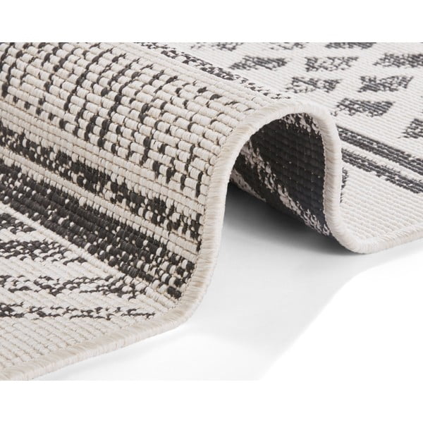 Juodos ir kreminės spalvos dvipusis lauko kilimas NORTHRUGS Biri, 80 x 250 cm-image-1