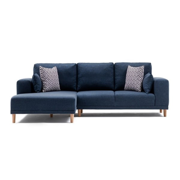 Tamsiai mėlyna kampinė sofa Fanz, kairysis kampas