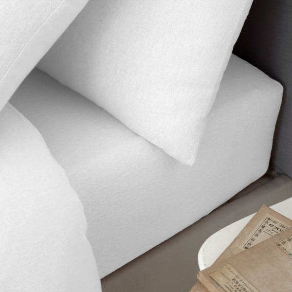 Baltos spalvos iš flanelės paklodė su guma 135x190 cm Brushed – Catherine Lansfield-image-1