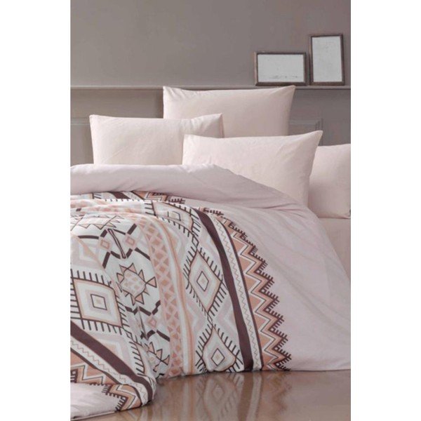 Dvivietė patalynė su paklode "Pure Cotton Klim Brown", 200 x 220 cm