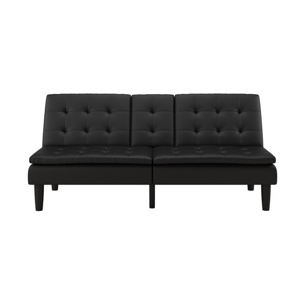 Iš dirbtinės odos sulankstoma sofa juodos spalvos 191 cm Maine – Støraa