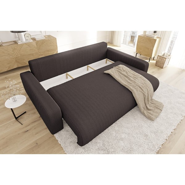 Rudos spalvos iš kordinio velveto sulankstoma/su sandėliavimo vieta sofa 234 cm Sara – Ropez-image-4