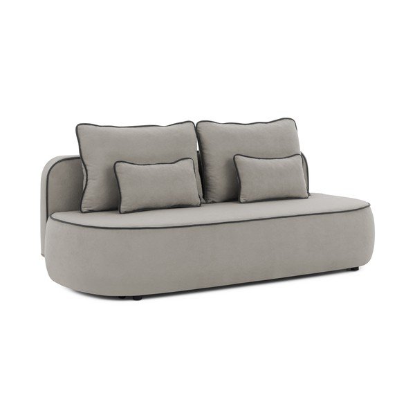 Juodos spalvos/pilkos spalvos sulankstoma/su sandėliavimo vieta sofa iš velveto 210 cm Saga – Ropez