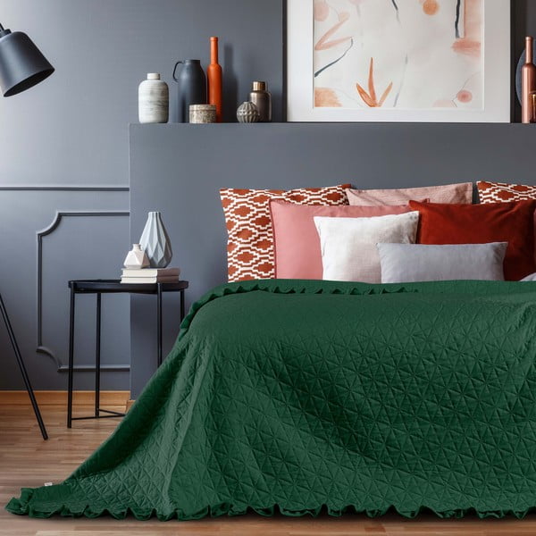 Žalias lovos užtiesalas AmeliaHome Tilia, 240 x 260 cm