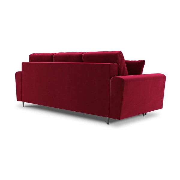 Raudonos spalvos iš velveto sulankstoma/su sandėliavimo vieta sofa 235 cm Kyoto – Cosmopolitan Design-image-3
