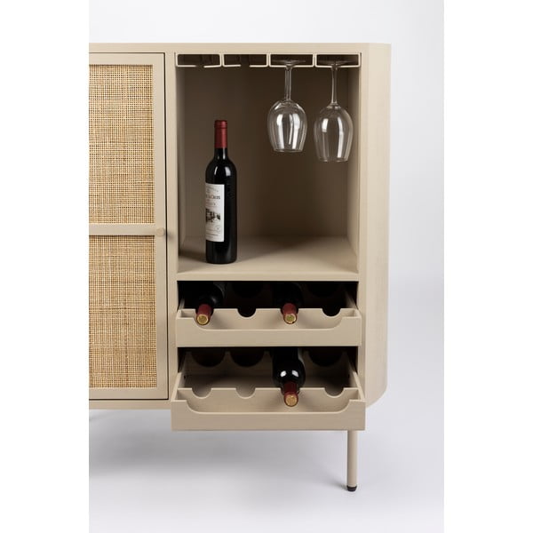 Iš rotango vyno spintelė kreminės spalvos butelių skaičius 8, 90x100 cm Amaya – White Label-image-4