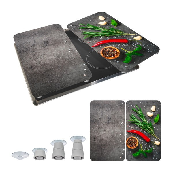 2 viryklių dangčiai iš grūdinto stiklo 52x30 cm Rosemary - Maximex-image-2