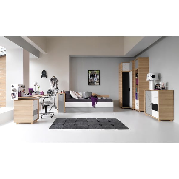 Spintelė su pilkomis durelėmis viengulėlei lovai "Vox Evolve-image-2