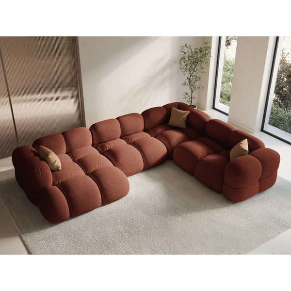 Raudonos plytų spalvos kampinė sofa (su dešiniuoju kampu/„U“ formos) Loretto – Cosmopolitan Design-image-1
