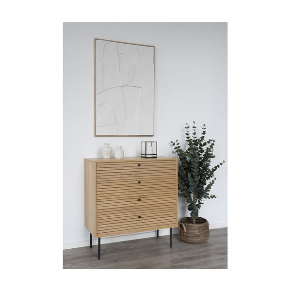 Aukšta šoninė spintelė natūralios spalvos iš ąžuolo 80x85 cm Kyoto – House Nordic-image-1