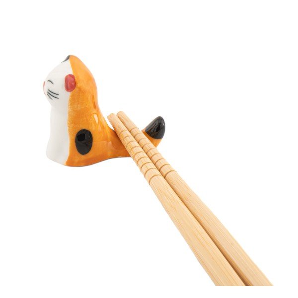 Baltos spalvos/oranžinės spalvos iš porceliano lazdelių atrama 2 vnt. 5 žmonėms Cat – Sass & Belle-image-1