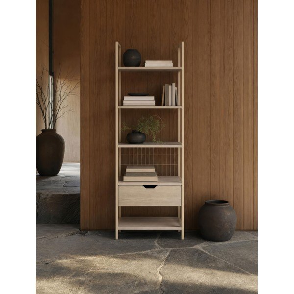Kreminės spalvos iš plieno knygų spinta  60x179,5x40 cm Amara – Marckeric-image-1
