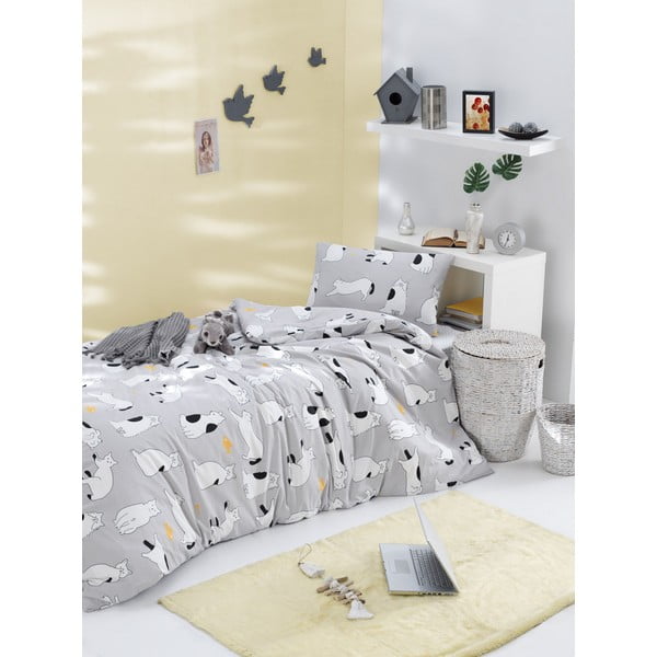 Ranforce medvilninė viengulė patalynė Mijolnir Liana Grey, 140 x 200 cm-image-1