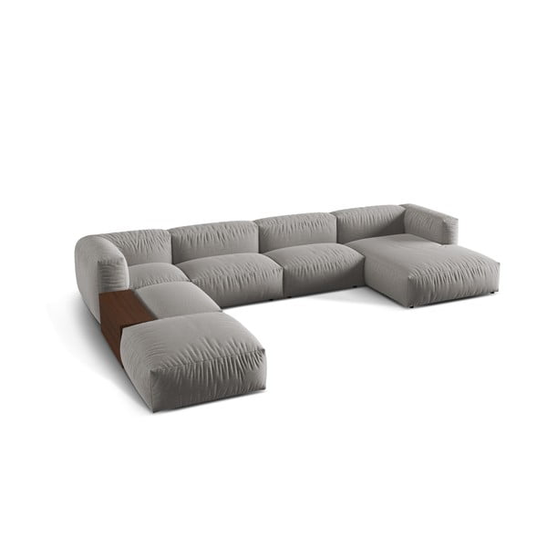 Modulinė kampinė sofa šviesiai pilkos spalvos (su kairiuoju kampu/„U“ formos) Martina – Micadoni Home-image-2