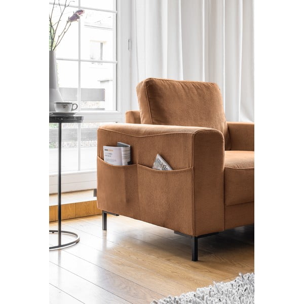 Iš kordinio velveto krėslas oranžinės spalvos/rudos spalvos Lofty Lilly – Miuform-image-3