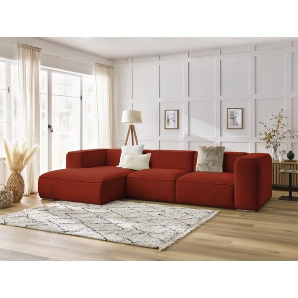 Iš boucle kampinė sofa raudonos plytų spalvos (su kairiuoju kampu) Zephyr – Bobochic Paris-image-1
