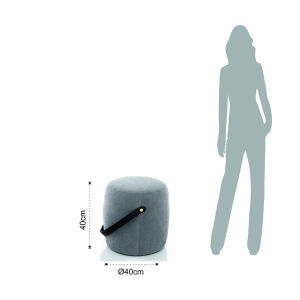 Pilkas minkštas pufas Tomasucci Drum, ø 40 cm-image-2