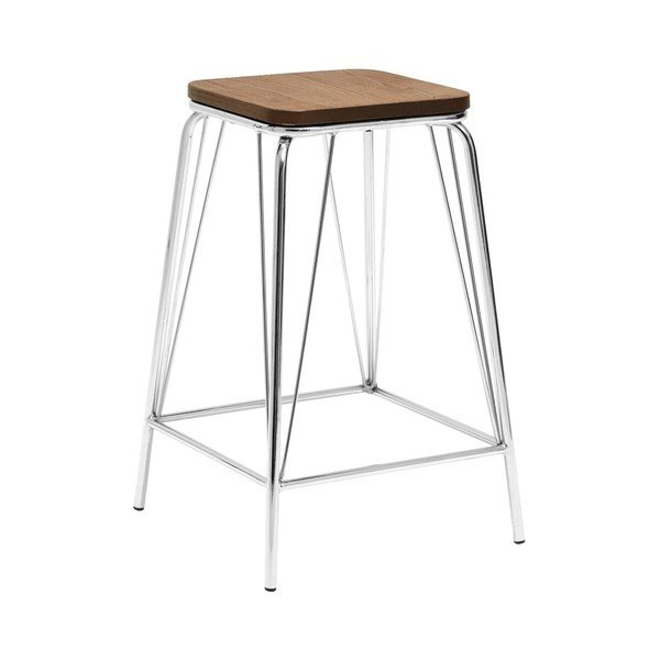 Sidabrinės spalvos/natūralios spalvos iš guobos masyvo taburetė District – Premier Housewares