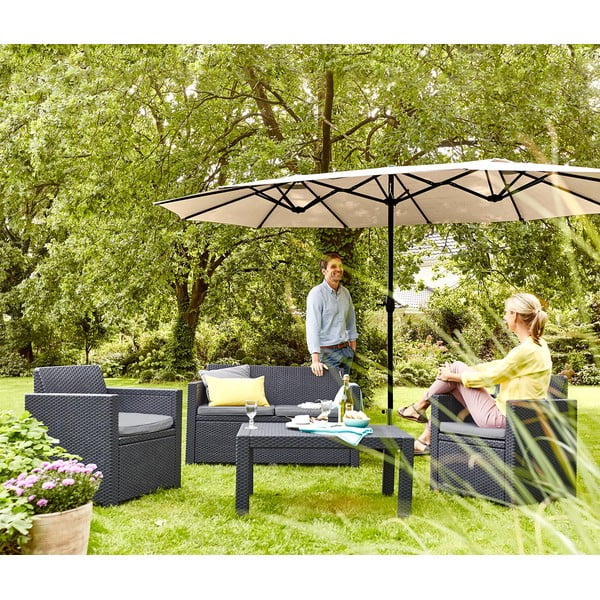 Smėlio spalvos skėtis 456x270 cm Double - Rojaplast-image-1