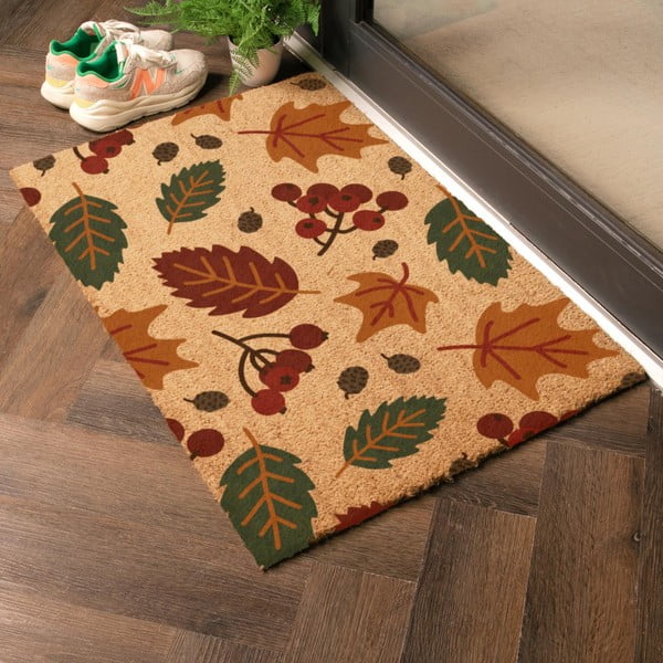 Iš kokoso pluošto grindų kilimėlis 40x60 cm Autumn Leaves – Artsy Doormats-image-1