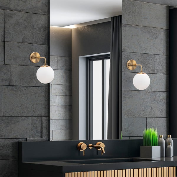 Baltos spalvos/žalvario spalvos sieninė lempa ø 15 cm Viran – Opviq lights-image-3