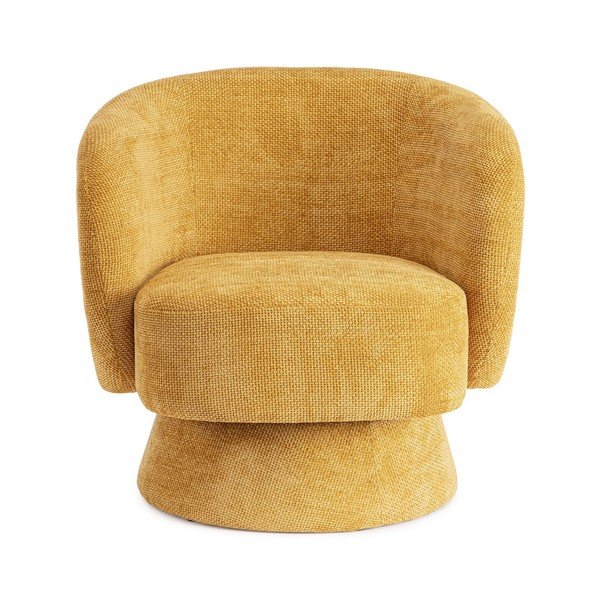 Garstyčių spalvos pasukamas krėslas iš šenilinio audinio Julienne – Bizzotto-image-2