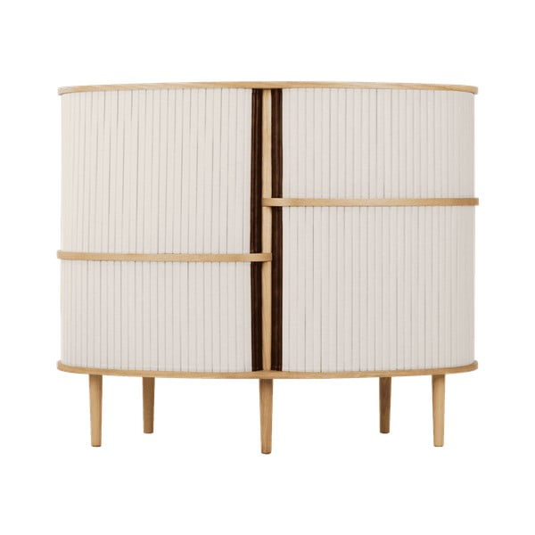 Smėlio spalvos/natūralios spalvos spintelė iš ąžuolo su stumdomomis durimis 120x100x50 cm Audacious – UMAGE