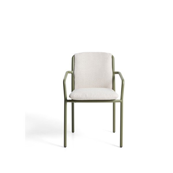 Žalios spalvos paminkštinto audinio sodo kėdė Linosa – Kave Home-image-4