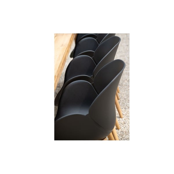 Medžio masyvo/plastikinė sodo kėdė juodos spalvos/natūralios spalvos Tulip – Exotan