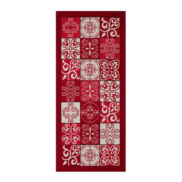 "Webtappeti Maiolica Rosso" raudonas virtuvinis kilimėlis, 55 x 140 cm