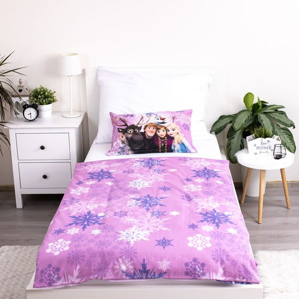Iš medvilnės vaikiška patalynė vaikiškai lovai 100x135 cm Frozen "Purple" – Jerry Fabrics-image-3